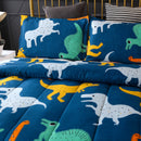 3 PCS Bedding Sets Cartoon Dinosaur Printing Quilt Cover Pillowcase For Queen Size