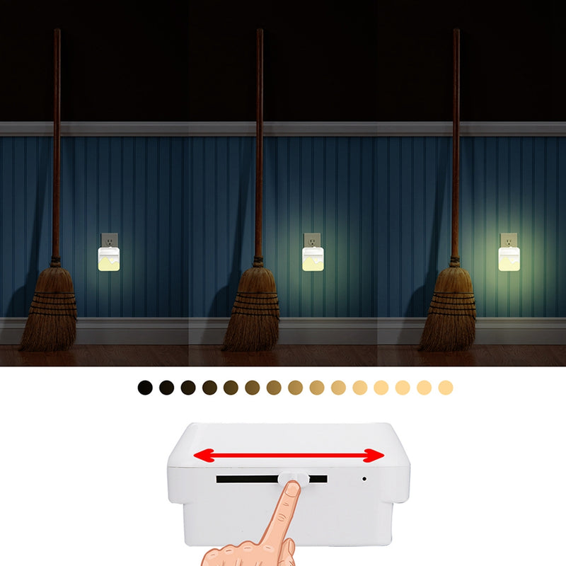 Plug-in Light Sensor Dimmable LED Night Light Bedside Wall Lamp Home Indoor Decor AC100-240V