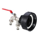 S100x8 Brass IBC Tank Adapter Double Tap Coarse Thread Outlet Replacement Drain Adapter to 1/2'' Hose Barb Coupler Valve Fitting Parts Connector for Garden