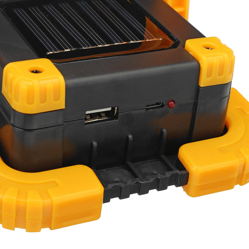 Portable Solar/USB Charge COB LED Work Light Rechargeable Emergency Flood Camping Lamp