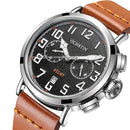 OCHSTIN GQ077A Calendar Casual Style Men Wrist Watch Leather Strap Elegant Quartz Watch