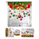 Merry Christmas Bell Waterproof Bathroom Shower Curtain Bath Mats Toilet Cover