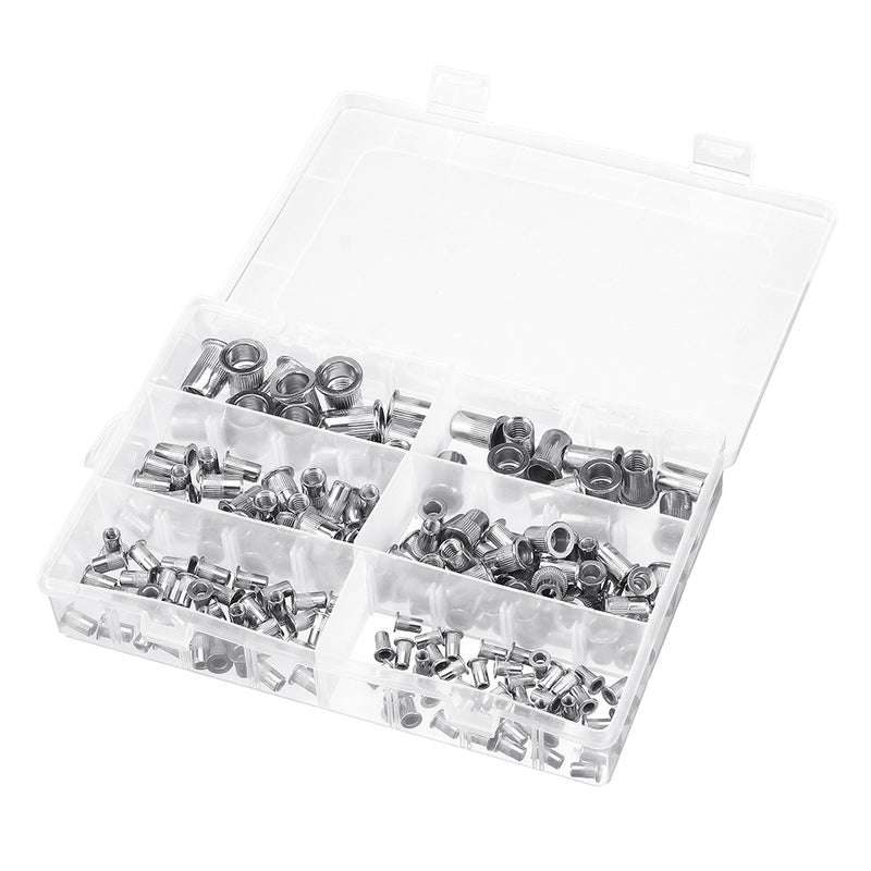 Suleve MXSN3 180Pcs Stainless Steel Mixed Rivet Nut Rivnuts Blindnuts Nutserts M3-M10 Nut Insert Rivet Assortment Kits