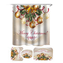 180x180cm Merry Christmas Waterproof Bath Shower Curtain Toilet Non-slip Cover Mat Rug Set