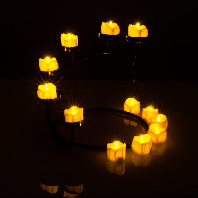 12 Pcs/Lot Led Yellow Flicker Drop Tear Candle Tealight Electronic Flameless Candle Decorations