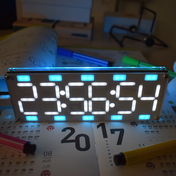 Geekcreit DIY 6 Digit LED Large Screen Two-Color Digital Tube Desktop Clock Kit Touch Control