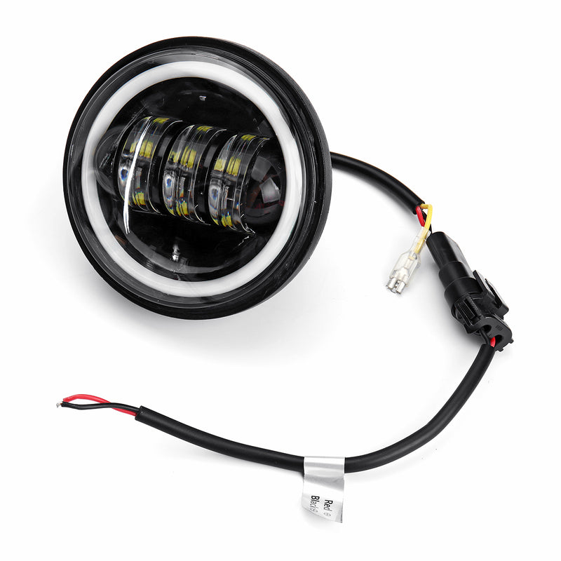 4 Inch 10-32V 2400LM 6000K Motorcycle LED Front Headlight Flood Light IP67 CE Spot Fog Passing Light With Angel Circle Lights
