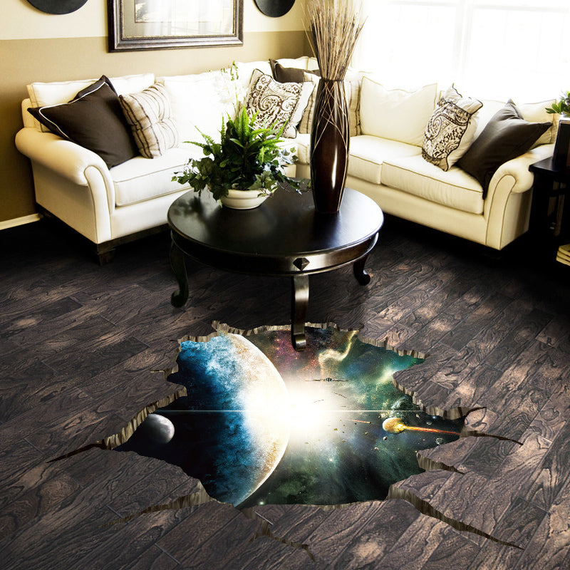 Miico Creative 3D Space Universe Planets Broken Wall Removable Home Room Wall Decor Sticker