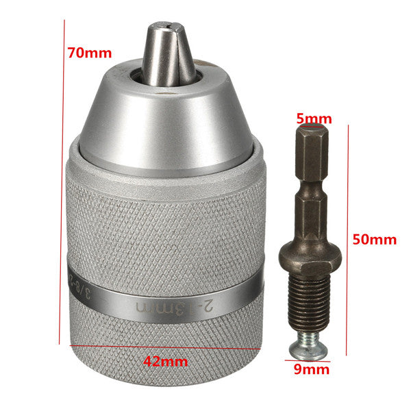 2-13mm 3/8-24UNF Keyless Drill Chuck or Removable 1/4 Inch Quick Change Shank