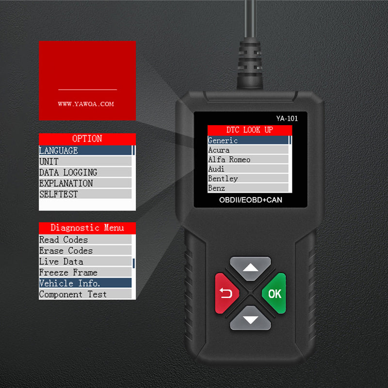 Car OBD Diagnostic Tool Scanner Battery Tester TFT True Color Display Measurable ECM TCM RCM DMC