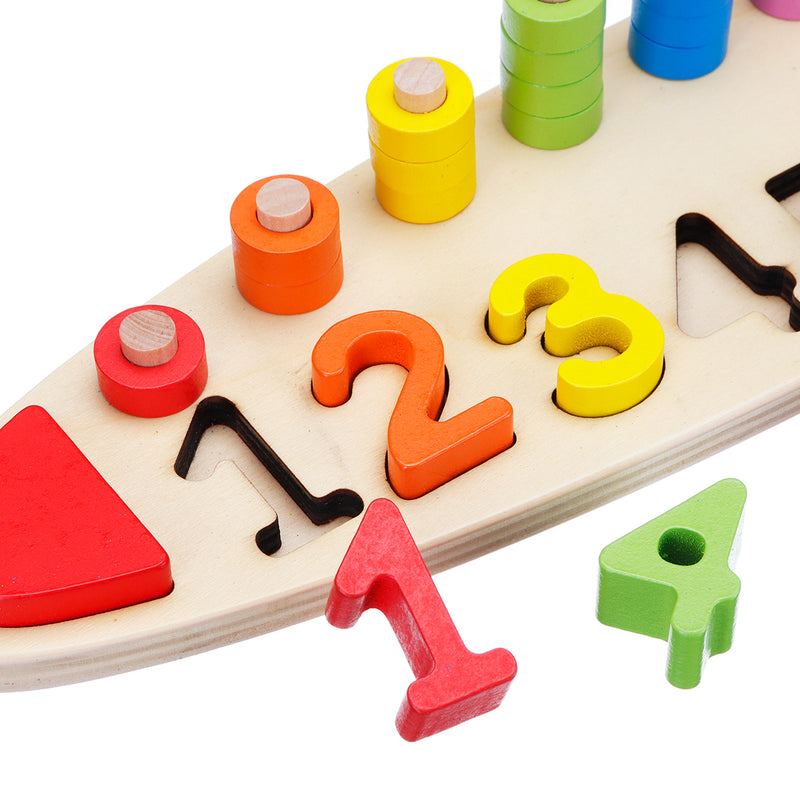 Wooden Digital Shape Paired Cognitive Board Kids Baby Early Learning Education Development Toys