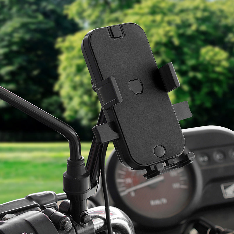 Dual USB Charger CS-344B2 Phone Holder 360 Rotation Stand For Motocycle Bike Rearview Holder For 4''-6.5'' Smart Phone