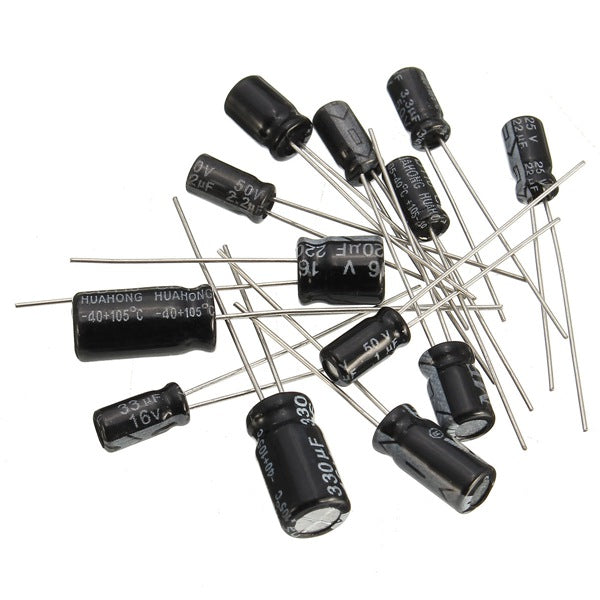 Total 130Pcs 13 Values Each 10Pcs 0.1uf-470uf Electrolytic Capacitor Assortment Set
