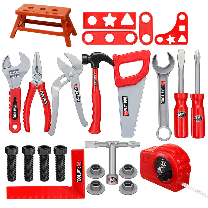 28PCS Children Kid Drill Tool Box Set DIY Builders Building Construction Educational Toys Gift