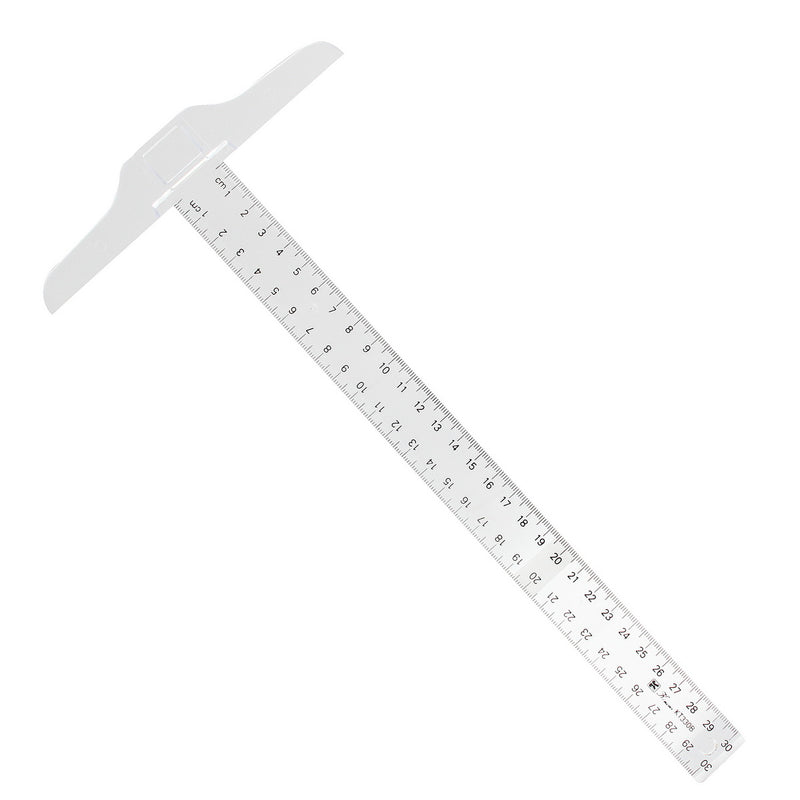 30cm Plastic Clear Head T-Square Graduated Measurement Ruler Home Garden Tool