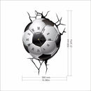 PAG STICKER 3D Wall Clock Decals Soccer Football Cracking Wall Sticker Home Decor Gift