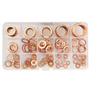 150Pcs Solid Copper Washers Sump Plug Assorted Washer Set Plastic Box 15 Sizes