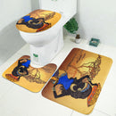 Exotic African Girls Bathroom Shower Curtain Toilet Cover Mat Non Slip Rug