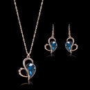 Heart Jewelry Set Water Drop Rhinestone Crystal Earrings Necklace Set Gift for Women