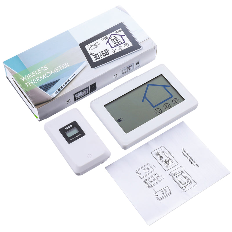 Wireless Weather Station Indoor Outdoor Thermometer Digital Hygrometer Temperature and Humidity Monitor Timer Date Backlight w/ Wireless Sensor
