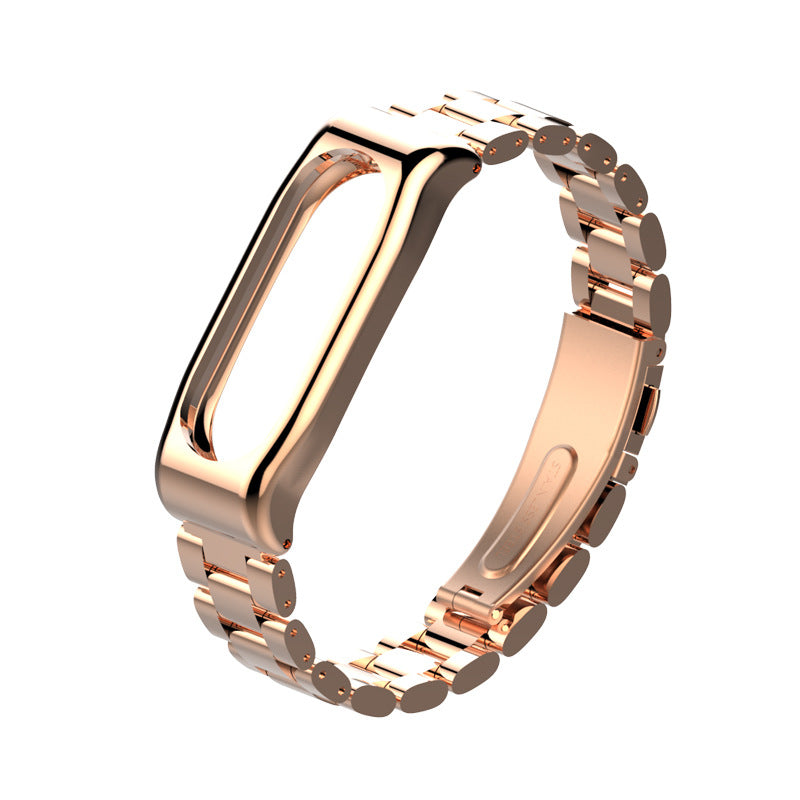 Mijobs Classic Three-bead Wristband Replacement Metal Watch Band for Xiaomi mi band 2 Smart Watch