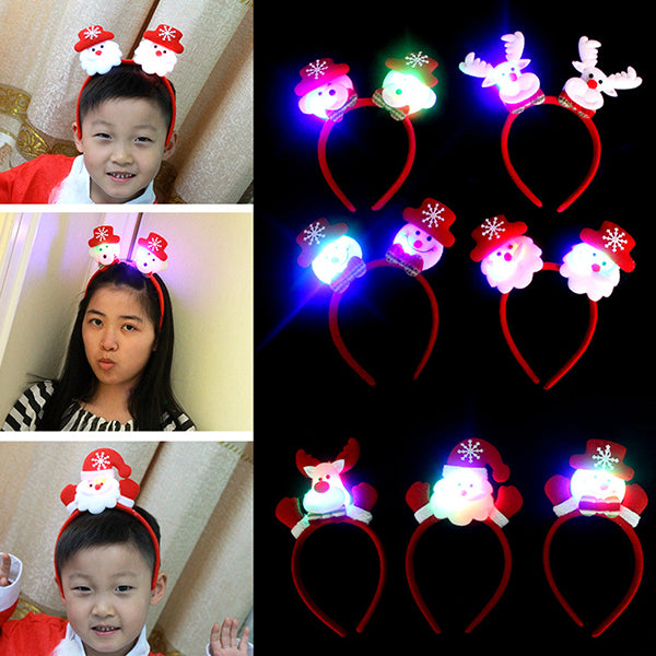 Flashing Double-heads Christmas Head Clasp Headbrand Christmas Hair Hoop Christmas Party Supplies
