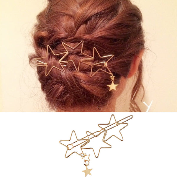 Trendy Hair Accessories Hollow Five Point Stars Alloy Hairpin Hair Clip Star Pendant for Women