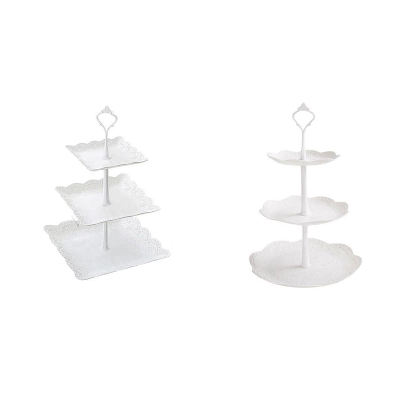 3 Tier Cake Stand Afternoon Tea Wedding Plates Party Embossed Display Tableware Cake Decorations
