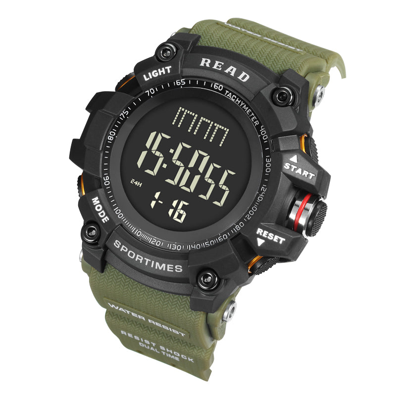 READ R90002 Digital Watch Multifunction Luminous Display Fashion Stopwatch Double Time Alarm Watch