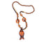 Trendy Handmade Wood Bead Long Chain Pendant Fish Elephant Charm Necklace for Women