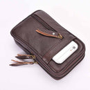 Outdoor Fashion Vertical Leather Men Waist Pack Portable Zip Coin Purse Phone Bag