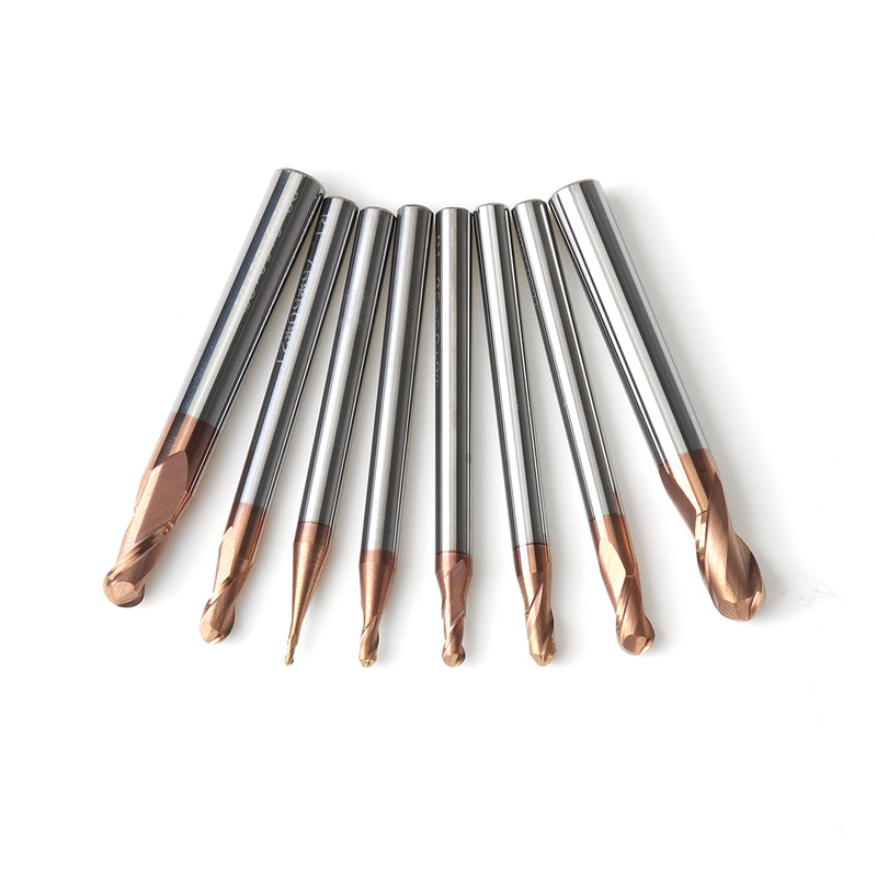 2 Flutes Ball Nose Carbide End Mill R0.5-3mm AlTiN Coating End Mill Cutter HRC58 CNC Tool