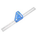 Drillpro Blue Aluminum Alloy Multifunction Revolutionary Carpentry Tool Woodworking Measuring Square Angle Ruler Triangle Ruler Angle Line Scribing Ruler Protractor