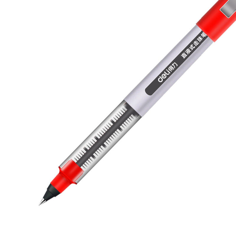 DELI S656 Direct Liquid Ballpoint Pen Office 0.5mm Signature Pen Student Examination Carbon Pen 12 Pcs Per Pack