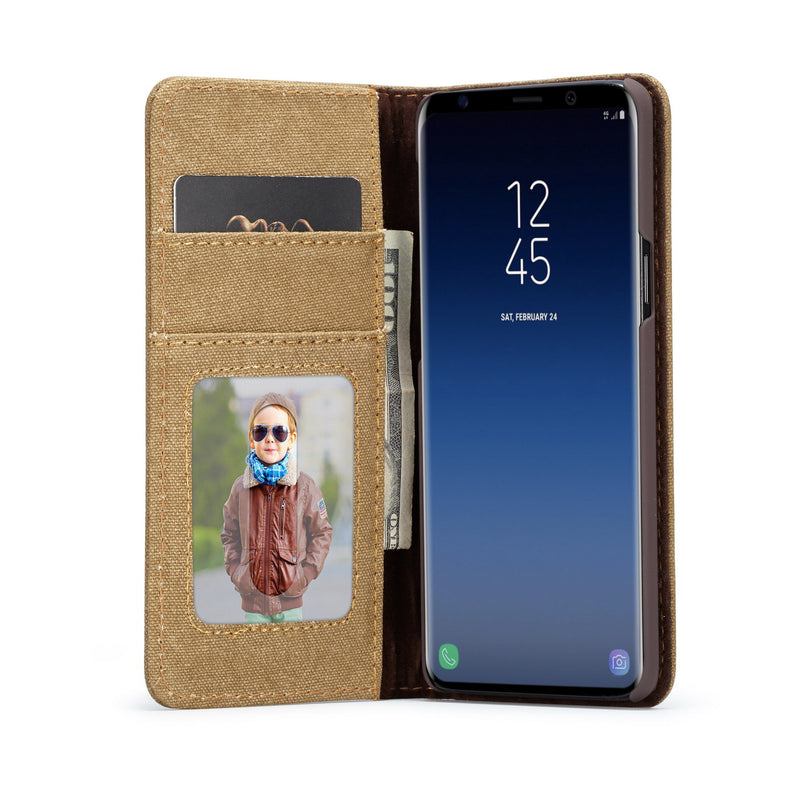 Caseme Canvas Magnetic Flip Bracket Wallet Protective Case For Samsung Galaxy S9 Plus