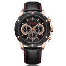 MEGIR 2070 Sport Style Chronograph Luminous Display Leather Men Quartz Watch