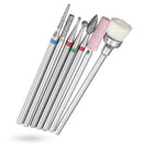 7pcs Abrasive Drill Bits 3/32 Inch Rotate Burr Cuticle Clean Manicure Pedicure Tool