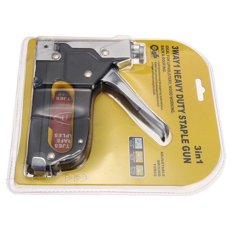 3 in 1 Staple Heavy Duty Fastener Tool Tacker Free Staples Upholstery Stapler