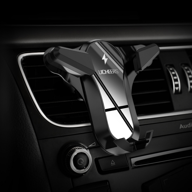 Licheers Metal Glass Gravity Air Vent Car Phone Holder 360 Rotation For 4.0-6.5 Inch Smart Phone