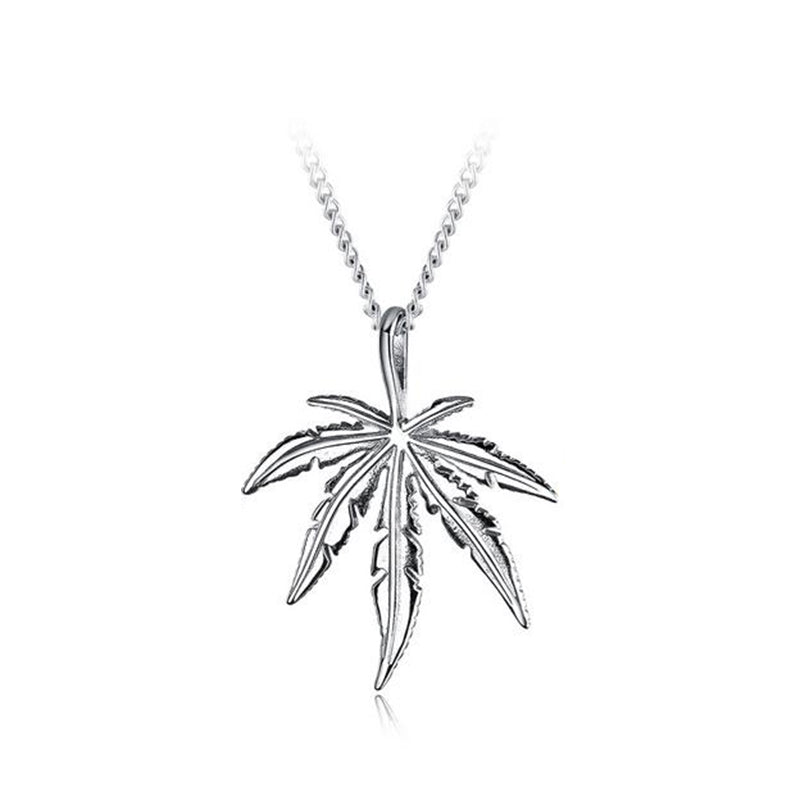 Creative Tree Hemp Maple Leaf Pendant Titanium Steel Male Necklace