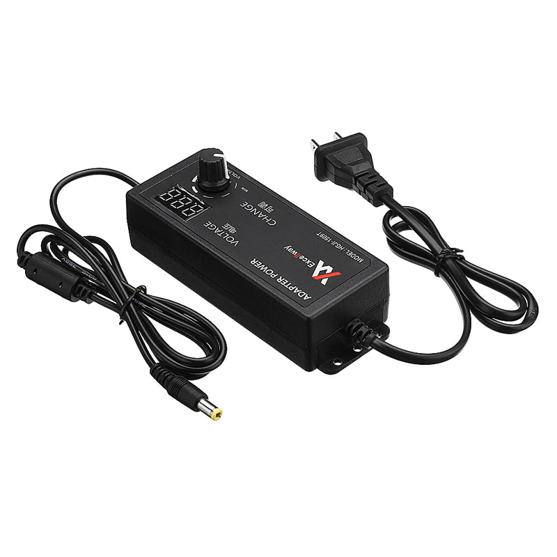 Excellway 4-24V 2.5A 60W AC/DC Adjustable Power Adapter Supply US Plug Speed Control Volt Display