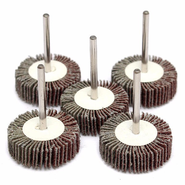 5pcs 80 Grit 4mm Shank Grinding Sandpaper Flap Wheel Sanding Discs For Rotary Tools