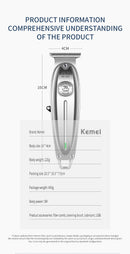 Kemei-1949 All Metal Professional Hair Clipper Men Electric Cordless Hair Trimmer 0mm Baldheaded T Blade Haircut Machine Barber