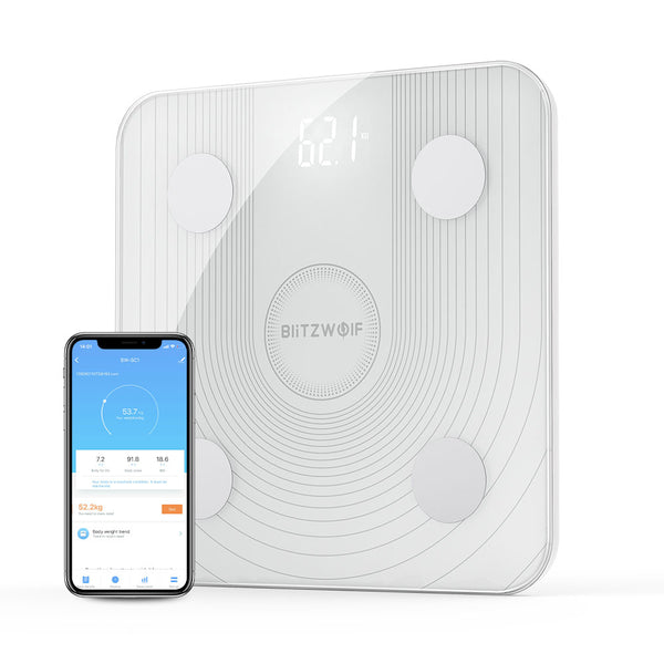 BlitzWolf BW-SC1 WiFi Smart Body Fat Scale APP Control BMI Data Analysis with 13 Body Metrics Digital Weight Scale