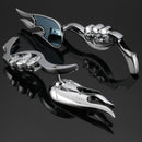 Motorcycle Aluminum Flame Skull Pattern Rearview Mirrors Decor For Harley