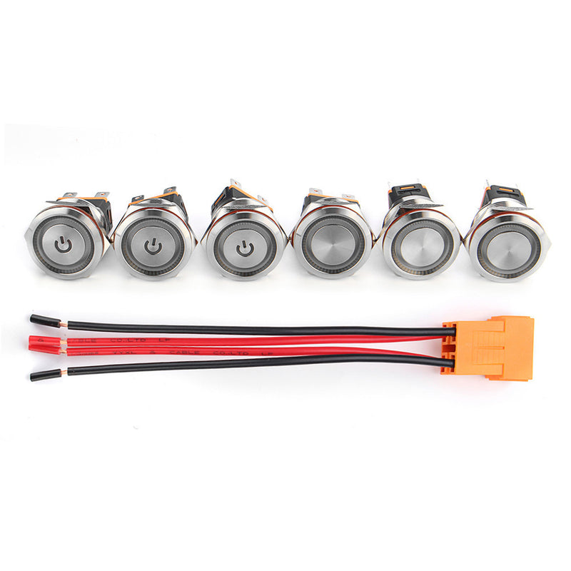 22mm 12V 24V 15A 3000W Metal Latching Switch Angel Halo LED Illuminated Power Switch