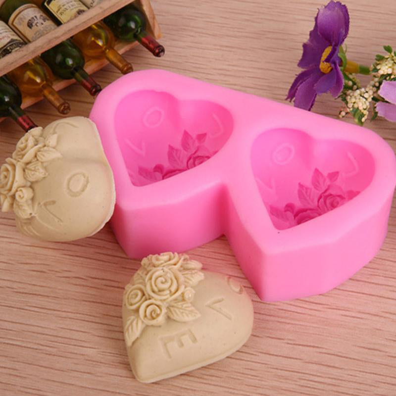 Heart-shaped Rose Silicone Baking Mold Fondant Cake Mold DIY Chocolate Handmade Soap Mold Tools
