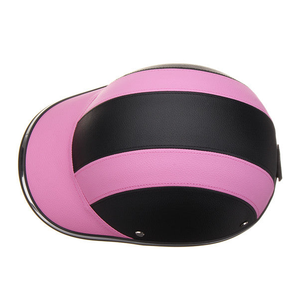 Black & Pink Anti-UV Motorcycle Bike Scooter Half Helmet Baseball Cap Hard Hat