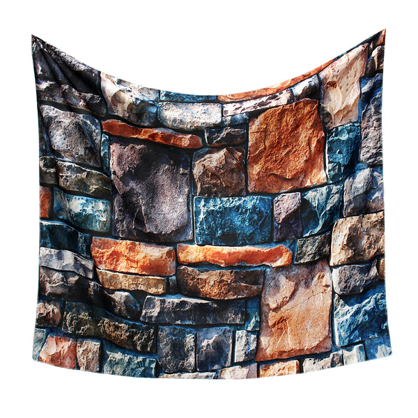 3D Stone Brick Decorative Tapestry Art Wall Hanging Living Room Decor Bedspread