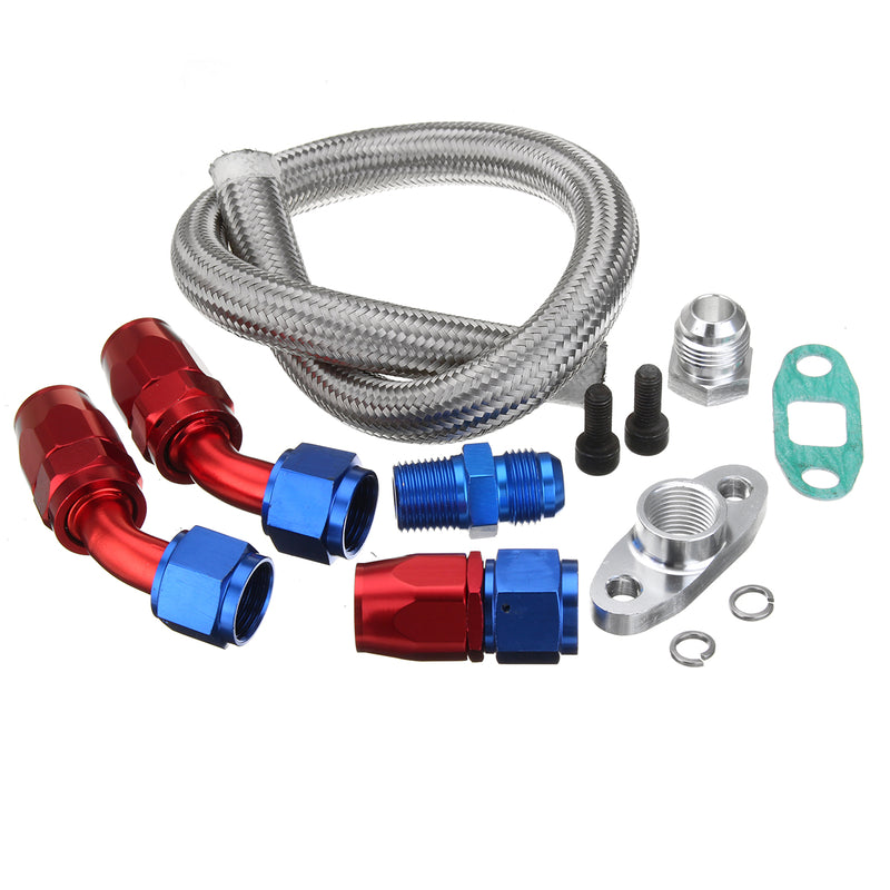 T3/T4/T04E/T60/T70 Turbocharger Turbo Oil Feed Return Drain Line Fitting Kit Adapter